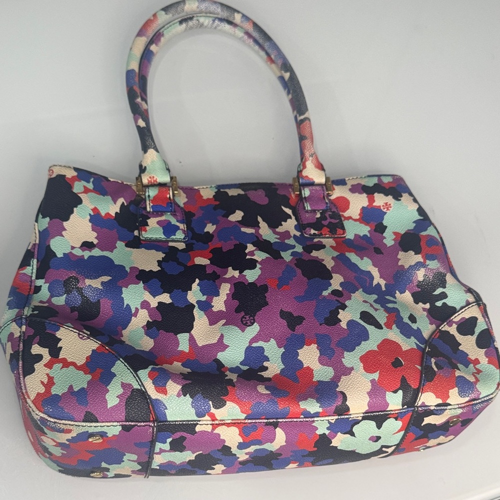 Tory Burch Robinson Satchel – Oceanic Camo Floral Print - Picture 5 of 14